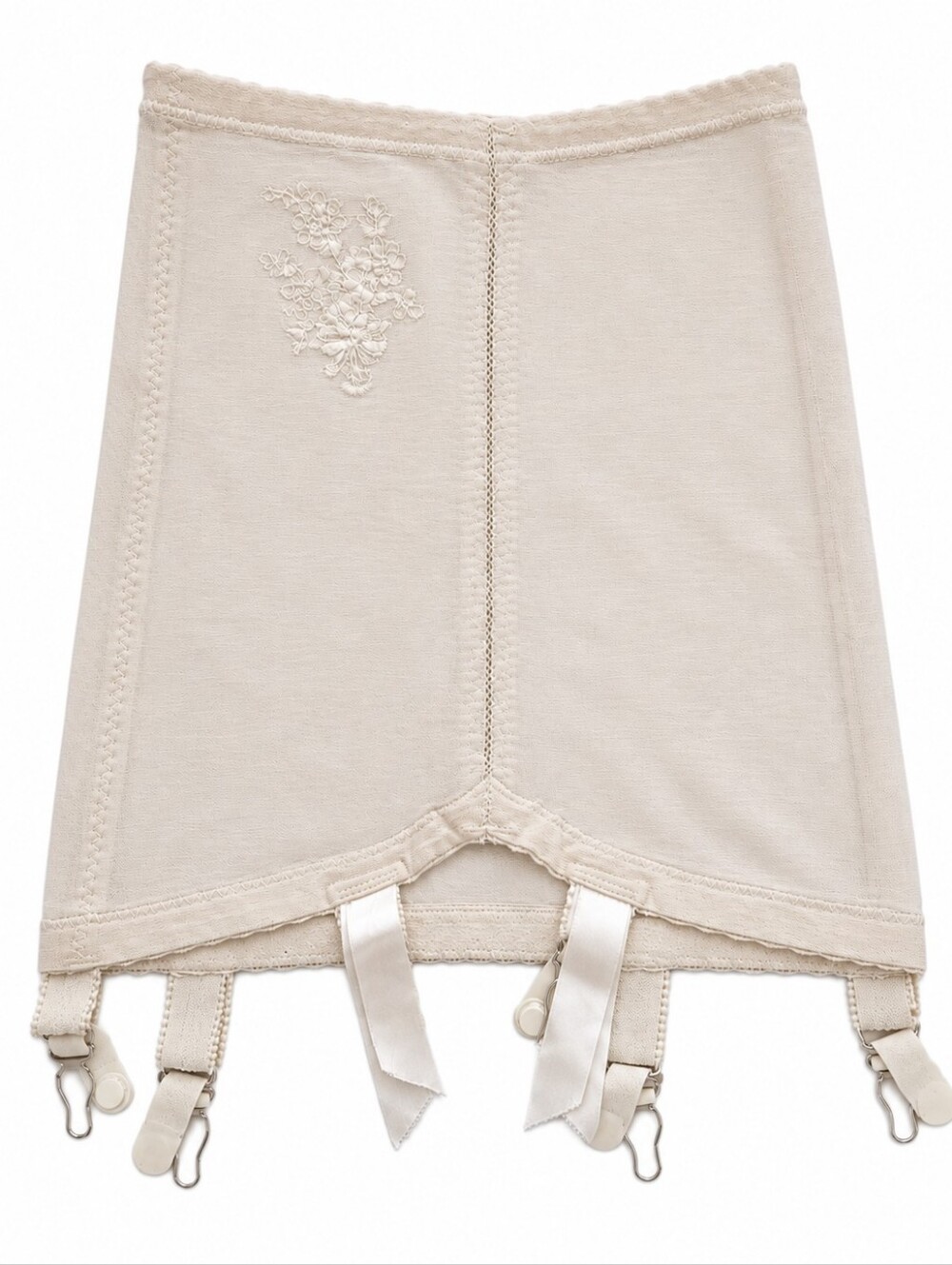 Vintage 1960s Warner's Open Bottom Girdle 6 Garters Embroidered Mesh Small USA